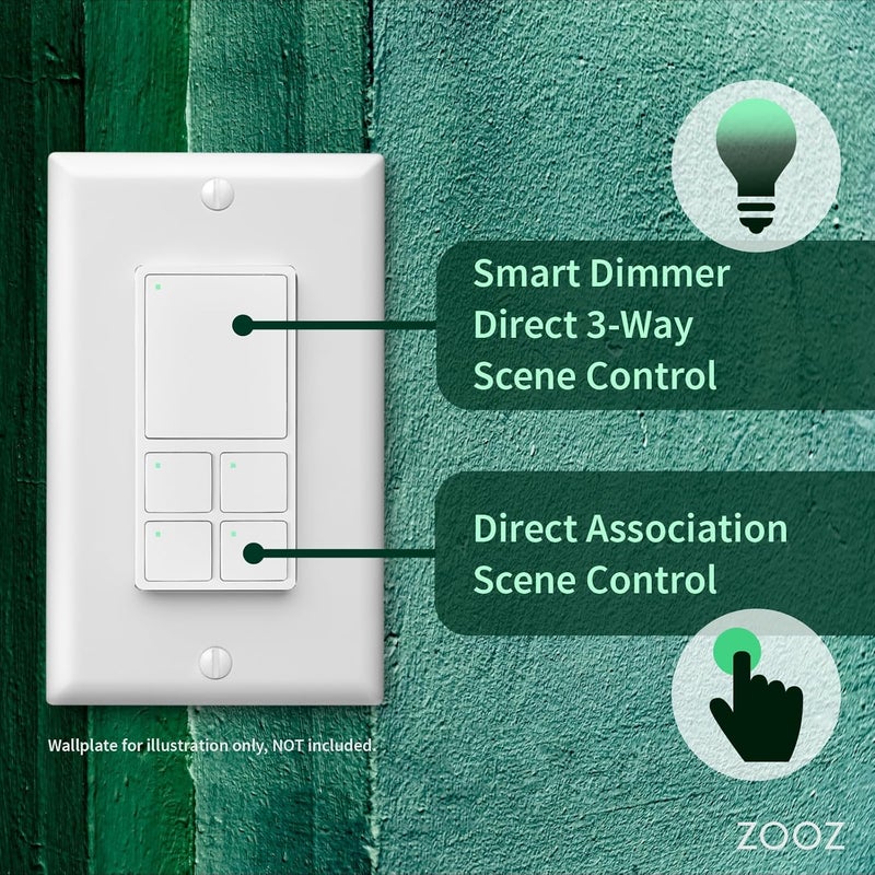 ZOOZ 800 Series Z-Wave Long Range Dimmer & Scene Controller ZEN35 800LR, White | Z-Wave Hub Required - Image 1